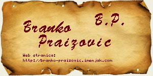 Branko Praizović vizit kartica
